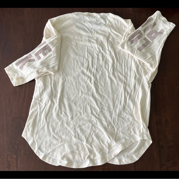 PINK 3/4 Sleeve Cream Two-Tone Top - Picture 5 of 6